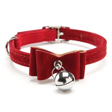 Load image into Gallery viewer, Safety Elastic  Bowtie with bell small dog cat collar safe soft velvet 6 colors pet Products dog collar pet supplier
