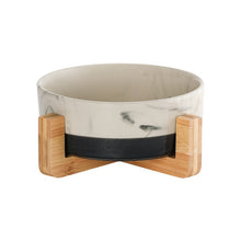Load image into Gallery viewer, Ceramic Cat Dog Bowl Dish with Wood Stand No Spill Pet Food Water Feeder Cats Small Dogs
