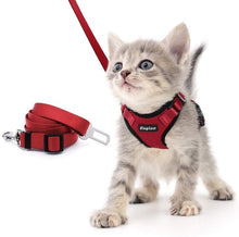 Load image into Gallery viewer, Escape Proof Cat Vest Harness and Car Seat Belt Adapter Adjustable Reflective Cat Harness Soft Mesh Harness for Kitten Puppy
