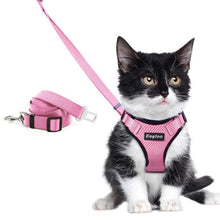 Load image into Gallery viewer, Escape Proof Cat Vest Harness and Car Seat Belt Adapter Adjustable Reflective Cat Harness Soft Mesh Harness for Kitten Puppy
