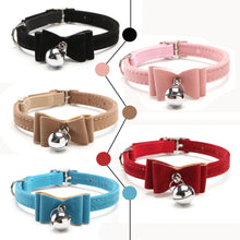 Load image into Gallery viewer, Safety Elastic  Bowtie with bell small dog cat collar safe soft velvet 6 colors pet Products dog collar pet supplier
